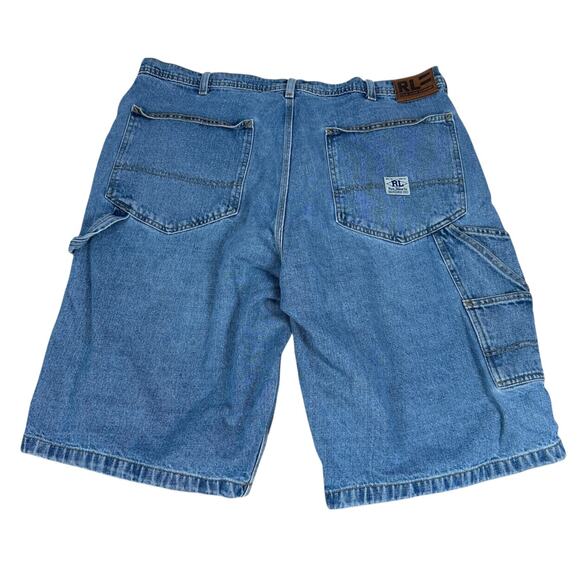 Vintage Polo Jeans Ralph Lauren Carpenter Shorts Men’s 38 Blue Denim Y2K Jorts - Picture 2 of 9